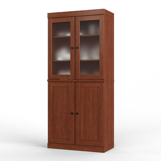 72" Coffee Solid Wood Four Door Pantry Or Storage Closet HomeRoots