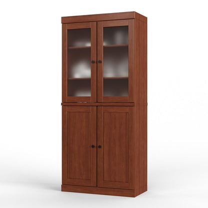 72" Coffee Solid Wood Four Door Pantry Or Storage Closet HomeRoots