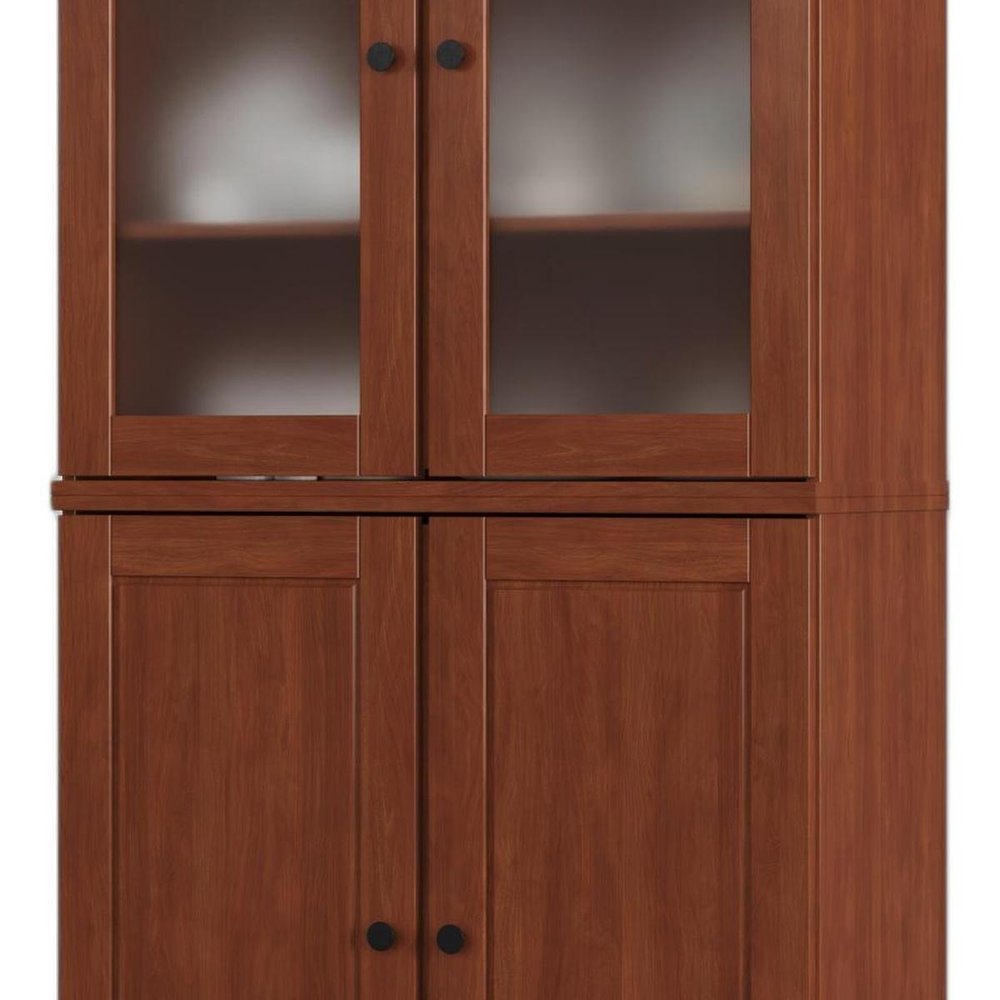 72" Coffee Solid Wood Four Door Pantry Or Storage Closet — view 3