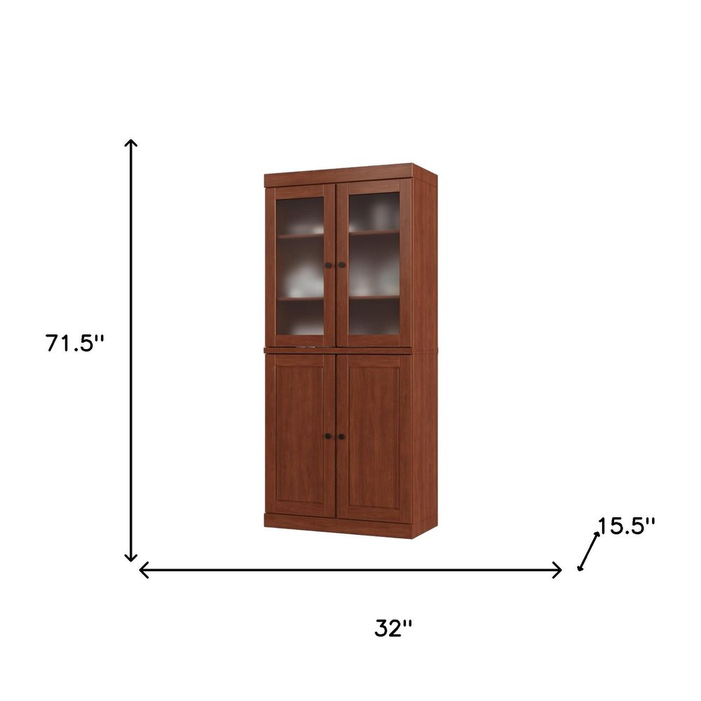 72" Coffee Solid Wood Four Door Pantry Or Storage Closet — view 4