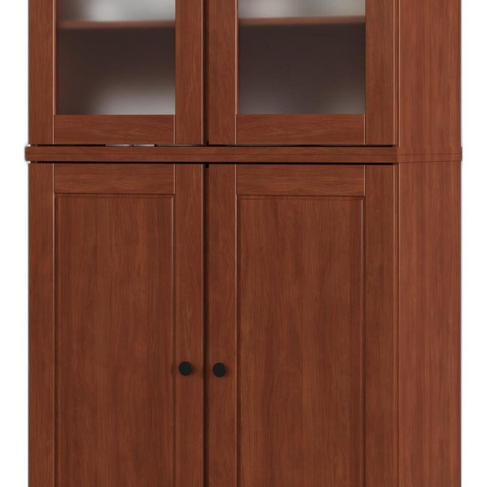 72" Coffee Solid Wood Four Door Pantry Or Storage Closet HomeRoots