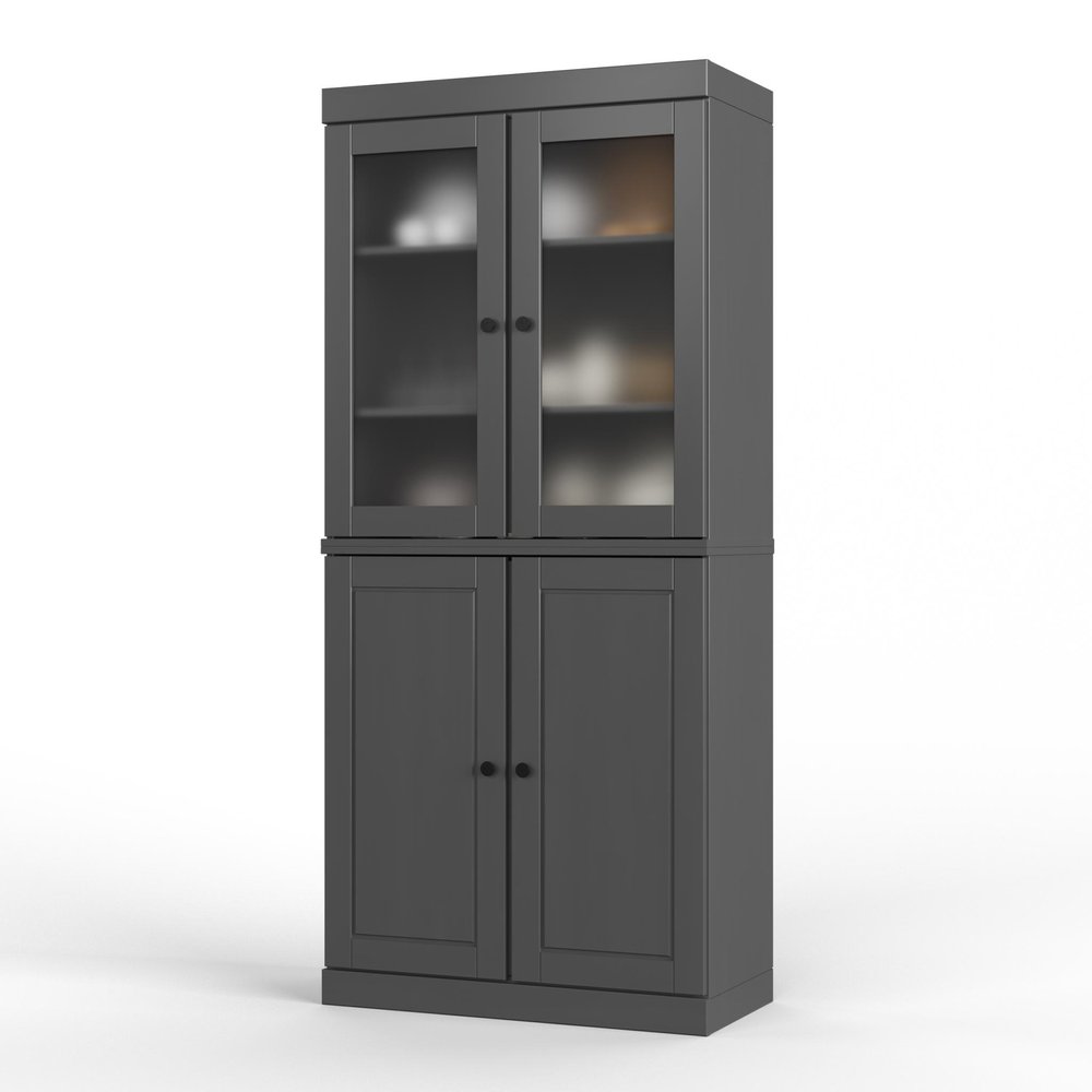 72" Gray Solid Wood Four Door Pantry Or Storage Closet HomeRoots