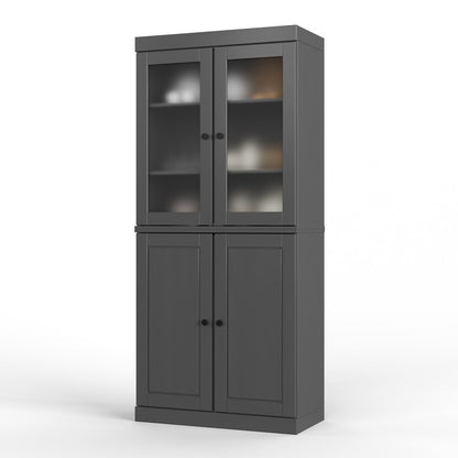 72" Gray Solid Wood Four Door Pantry Or Storage Closet HomeRoots