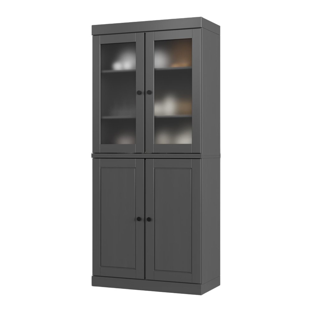 72" Gray Solid Wood Four Door Pantry Or Storage Closet — view 2
