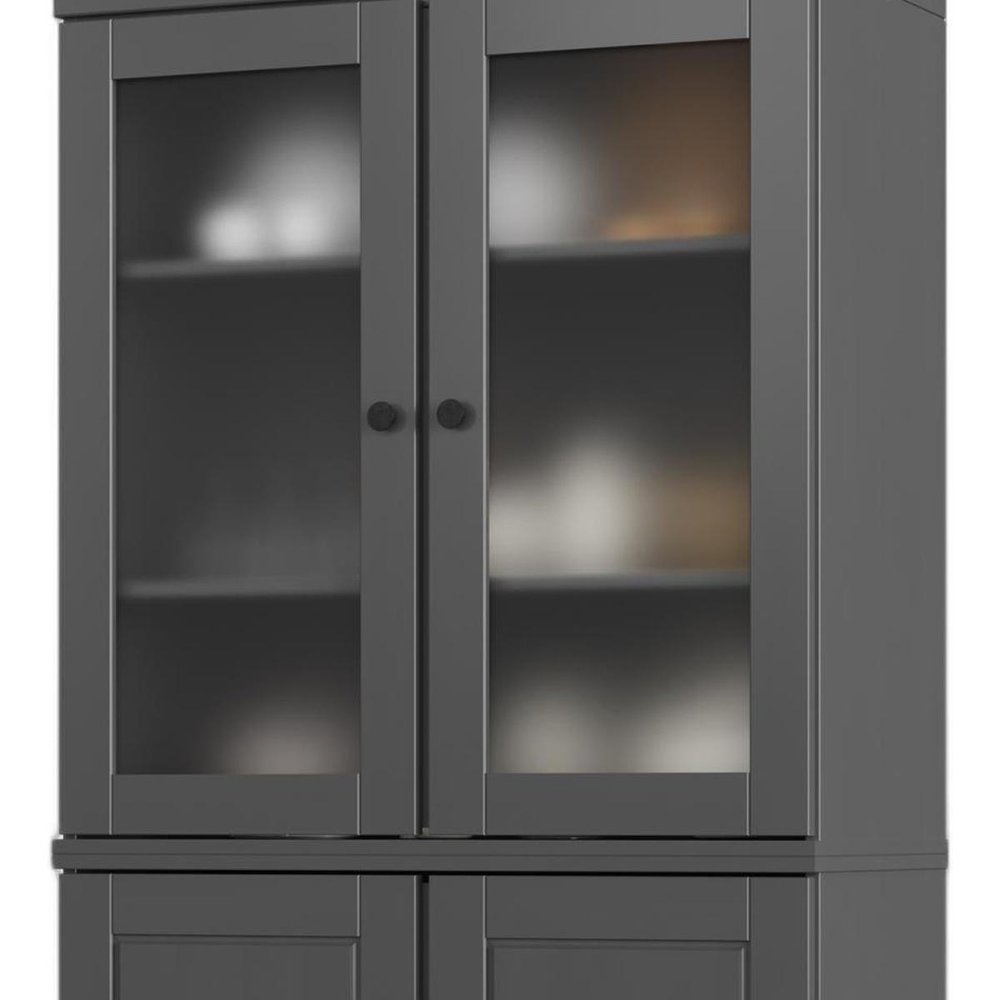 72" Gray Solid Wood Four Door Pantry Or Storage Closet — view 4