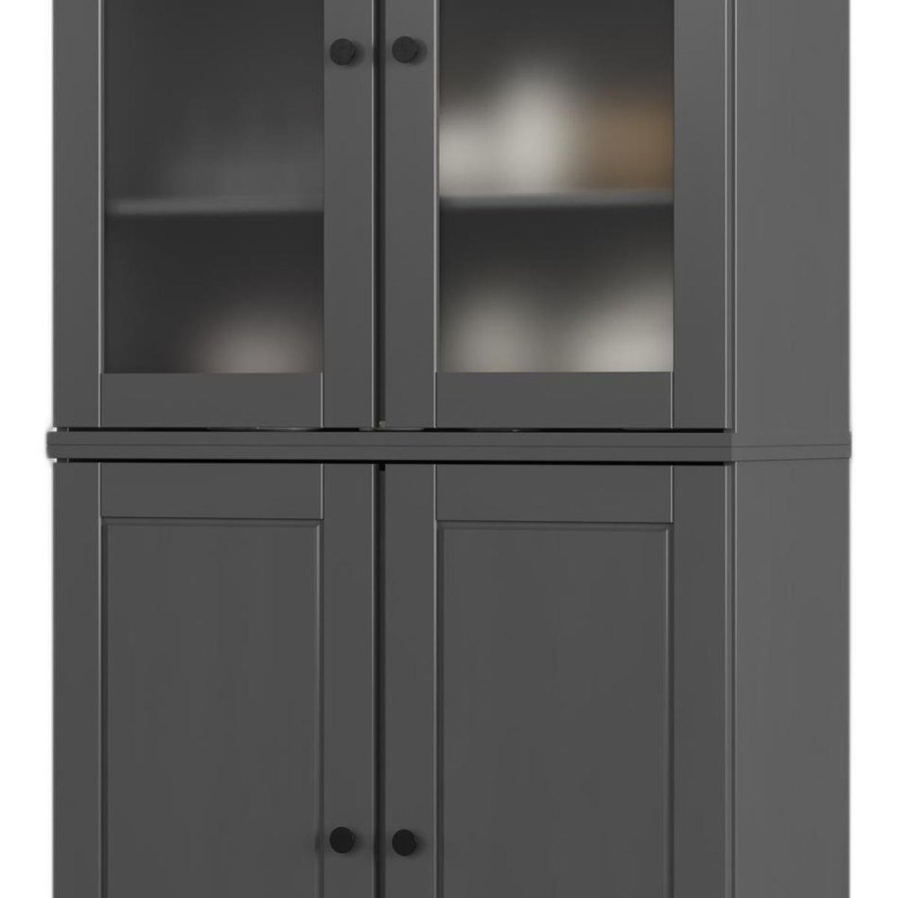 72" Gray Solid Wood Four Door Pantry Or Storage Closet — view 5