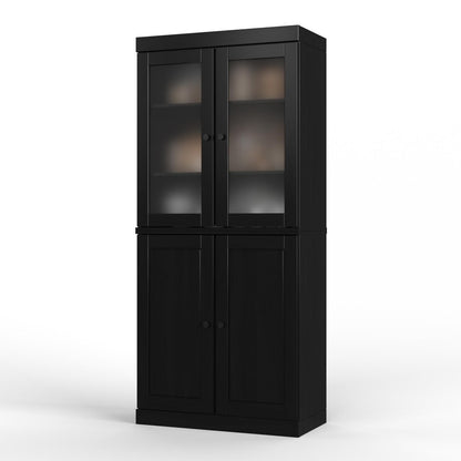 72" Black Solid Wood Four Door Pantry Or Storage Closet HomeRoots