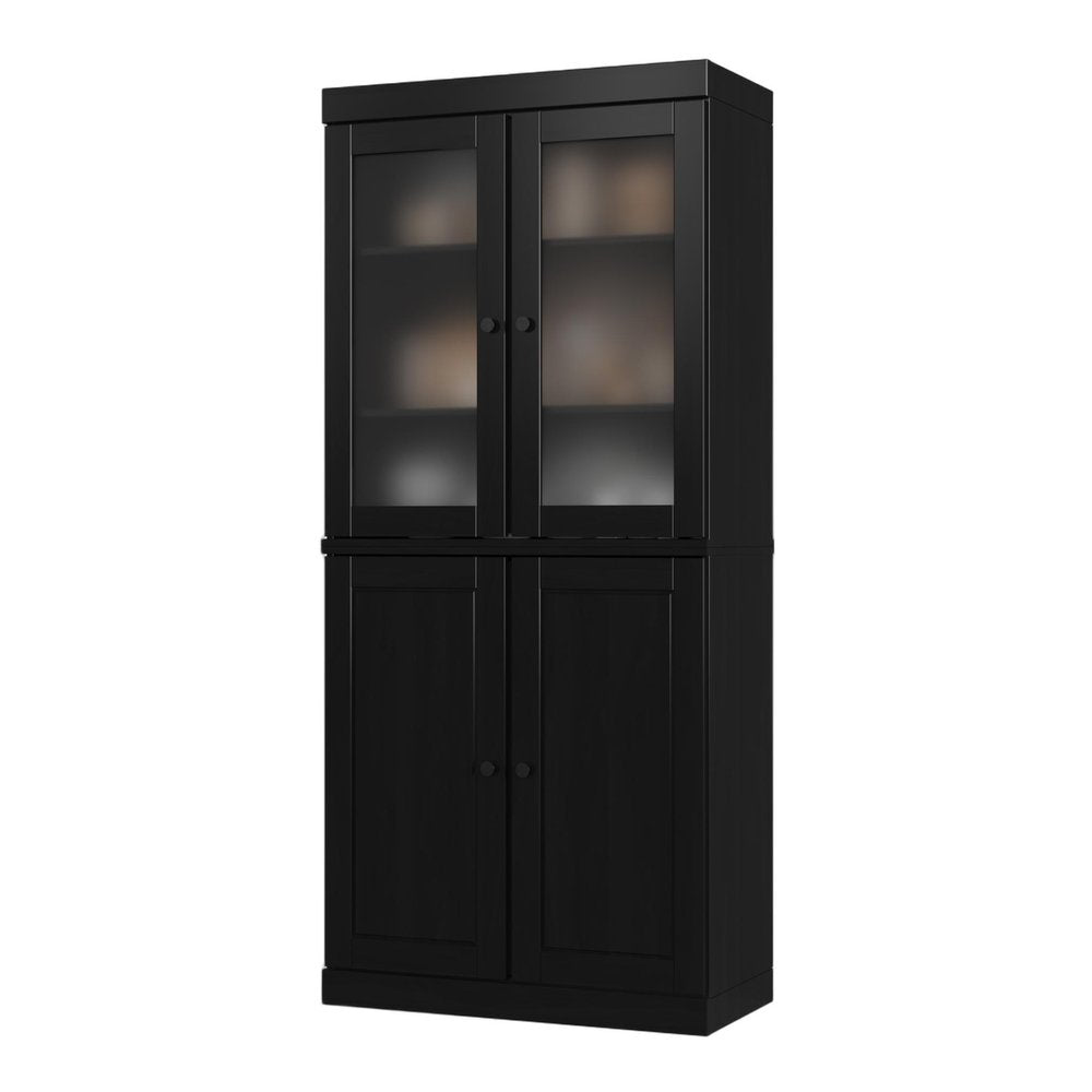 72" Black Solid Wood Four Door Pantry Or Storage Closet — view 2