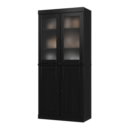 72" Black Solid Wood Four Door Pantry Or Storage Closet HomeRoots