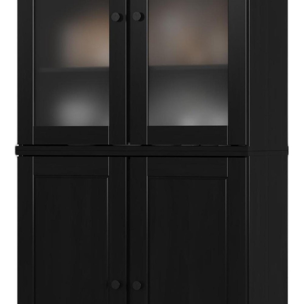 72" Black Solid Wood Four Door Pantry Or Storage Closet — view 5