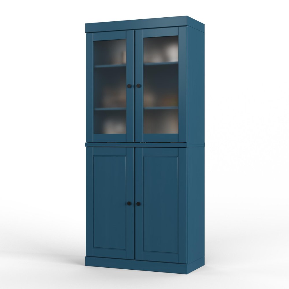 72" Teal Blue Solid Wood Four Door Pantry Or Storage Closet HomeRoots