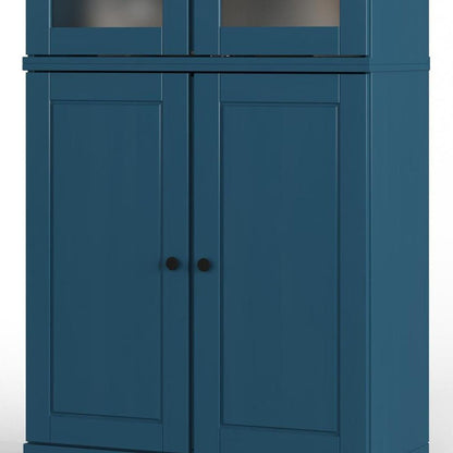 72" Teal Blue Solid Wood Four Door Pantry Or Storage Closet HomeRoots