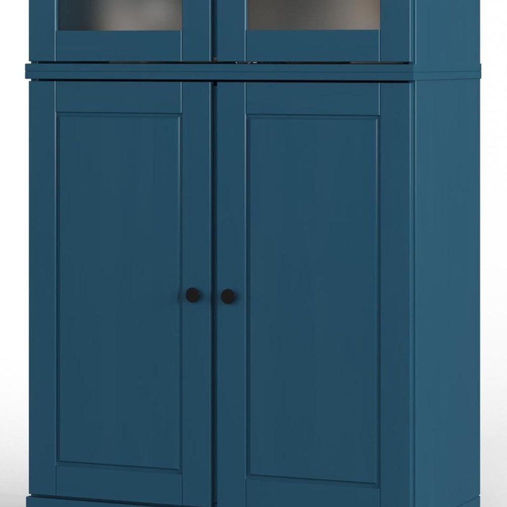 72" Teal Blue Solid Wood Four Door Pantry Or Storage Closet HomeRoots