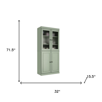72" Sage Solid Wood Four Door Pantry Or Storage Closet