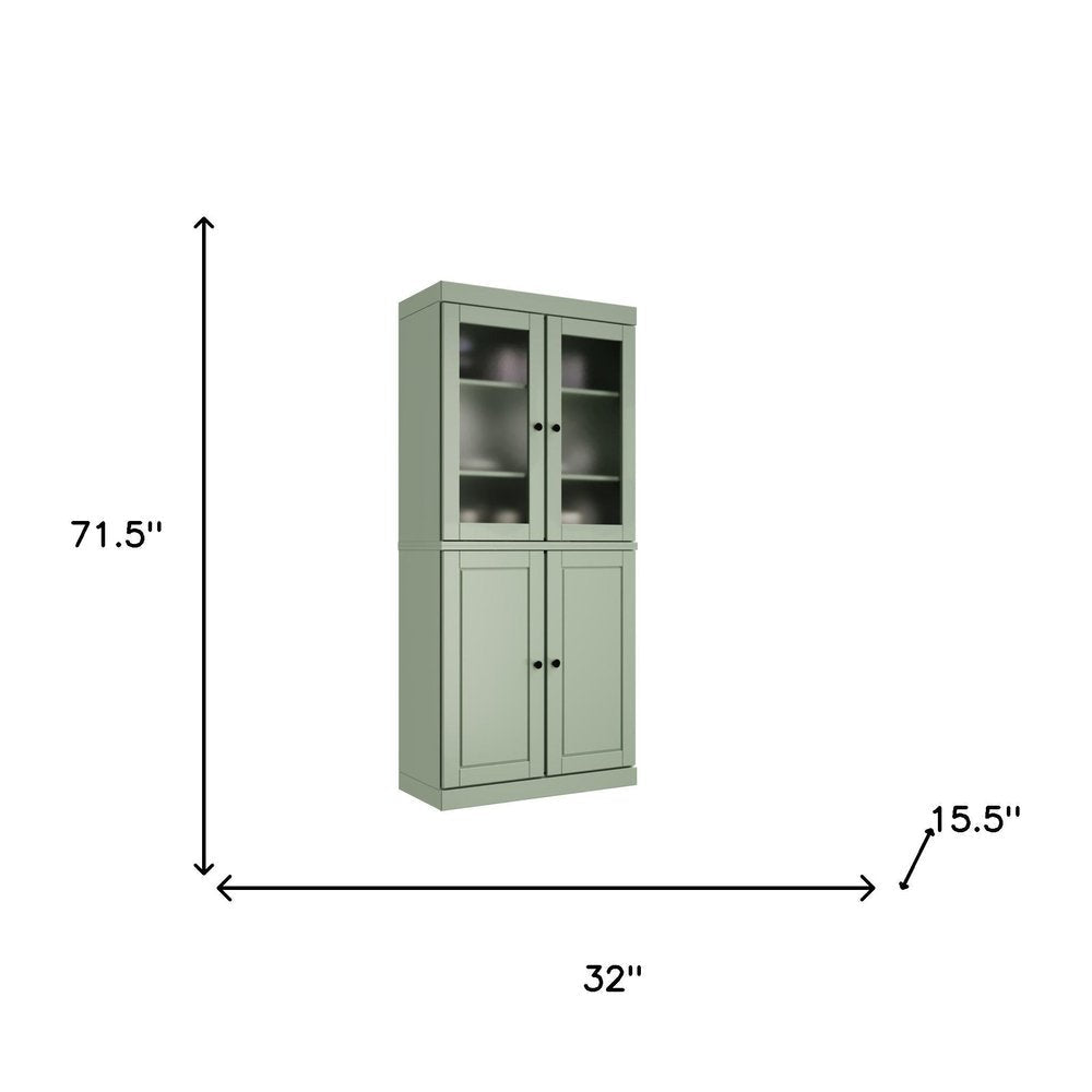72" Sage Solid Wood Four Door Pantry Or Storage Closet — view 3