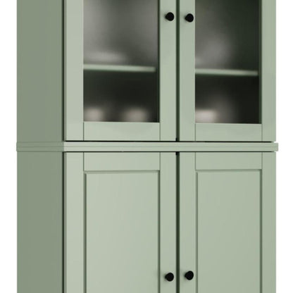 72" Sage Solid Wood Four Door Pantry Or Storage Closet HomeRoots
