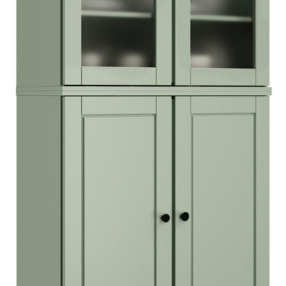 72" Sage Solid Wood Four Door Pantry Or Storage Closet HomeRoots