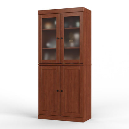 72" Coffee Solid Wood Four Door Two Drawer Pantry Or Storage Closet HomeRoots