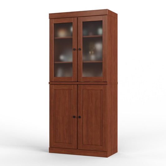 72" Coffee Solid Wood Four Door Two Drawer Pantry Or Storage Closet HomeRoots