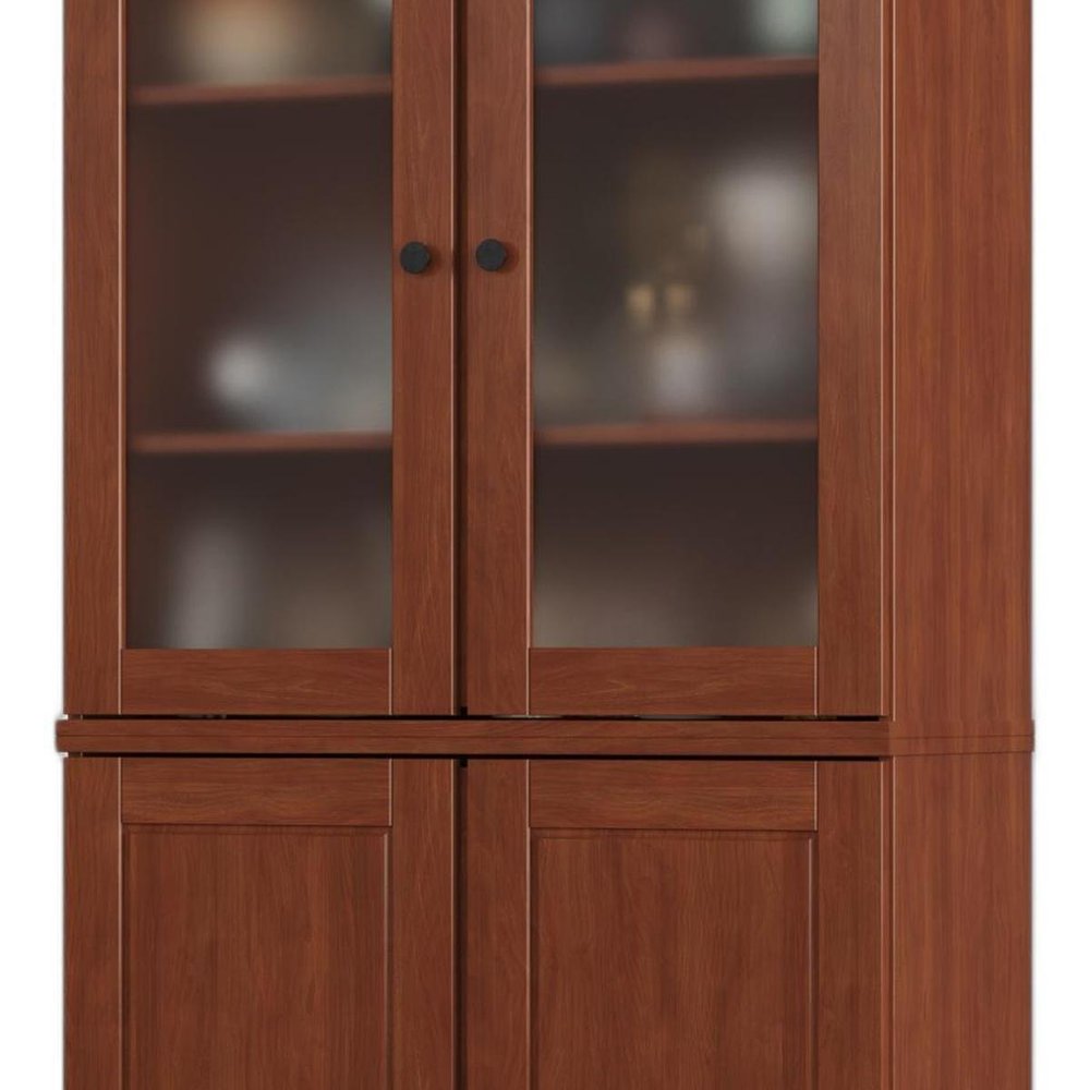 72" Coffee Solid Wood Four Door Two Drawer Pantry Or Storage Closet — view 3