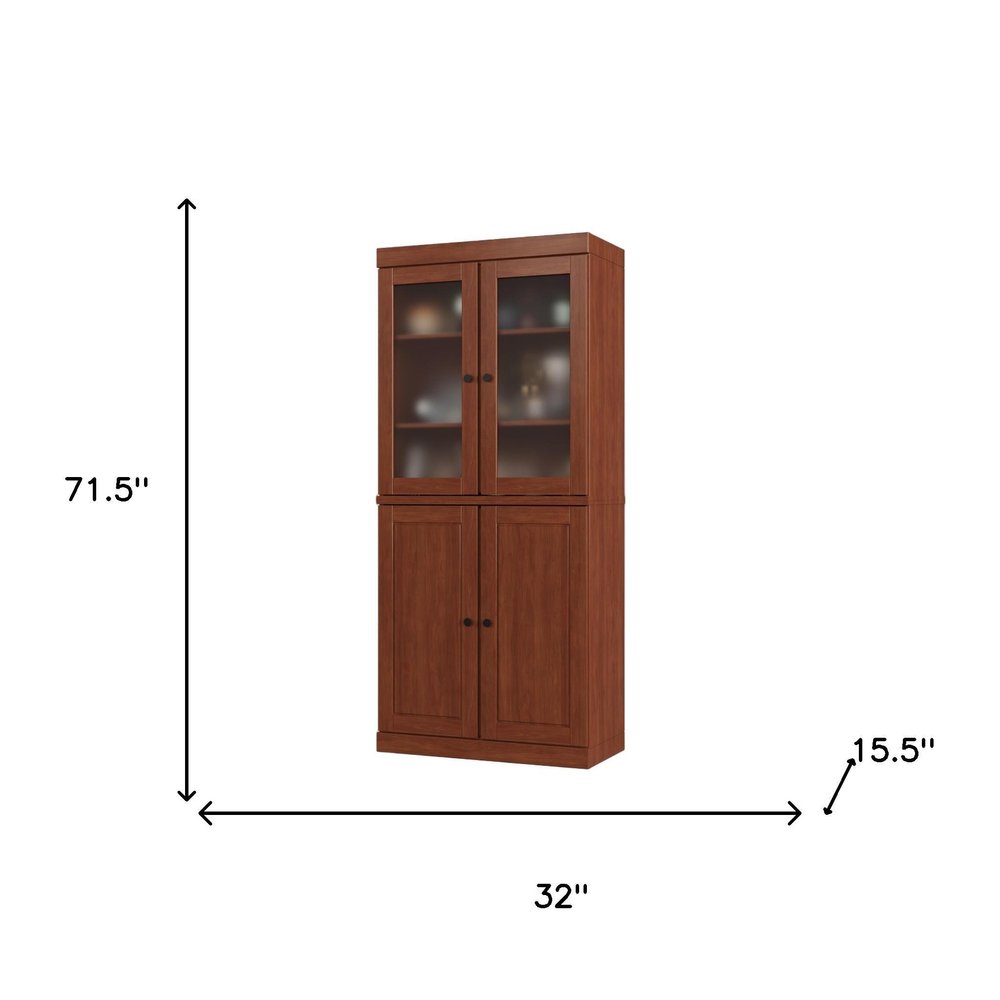 72" Coffee Solid Wood Four Door Two Drawer Pantry Or Storage Closet — view 4