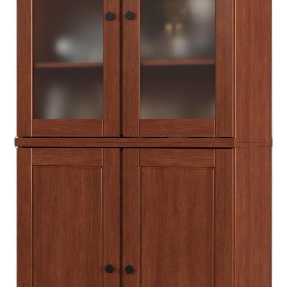 72" Coffee Solid Wood Four Door Two Drawer Pantry Or Storage Closet — view 5