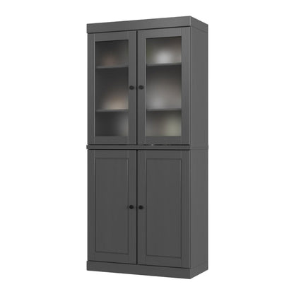 72" Gray Solid Wood Four Door Two Drawer Pantry Or Storage Closet HomeRoots