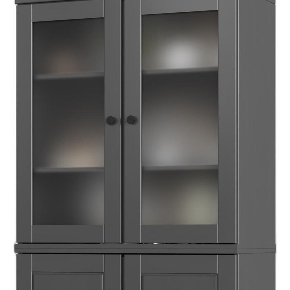 72" Gray Solid Wood Four Door Two Drawer Pantry Or Storage Closet — view 4