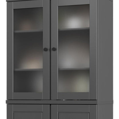72" Gray Solid Wood Four Door Two Drawer Pantry Or Storage Closet HomeRoots