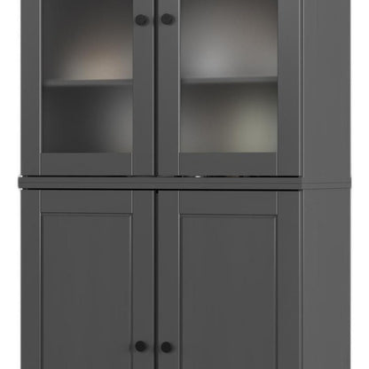 72" Gray Solid Wood Four Door Two Drawer Pantry Or Storage Closet HomeRoots