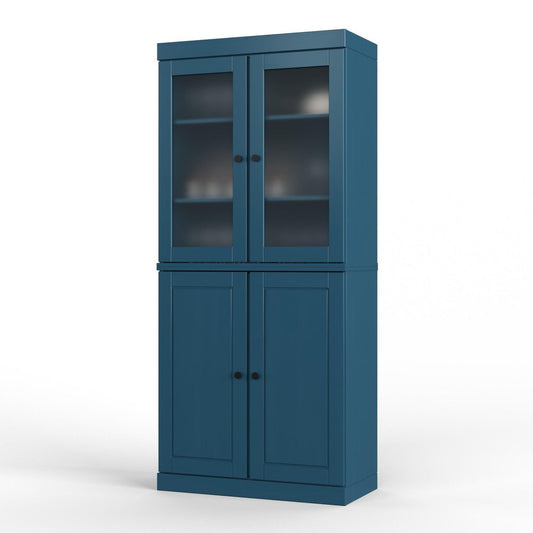 72" Teal Blue Solid Wood Four Door Two Drawer Pantry Or Storage Closet HomeRoots