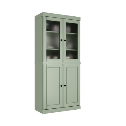72" Sage Solid Wood Four Door Two Drawer Pantry Or Storage Closet HomeRoots