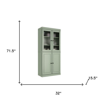 72" Sage Solid Wood Four Door Two Drawer Pantry Or Storage Closet HomeRoots