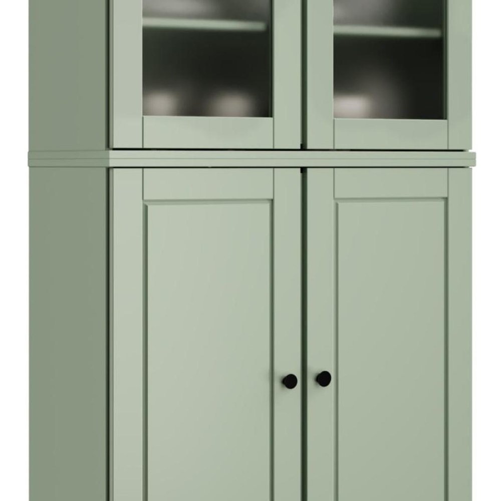 72" Sage Solid Wood Four Door Two Drawer Pantry Or Storage Closet — view 3