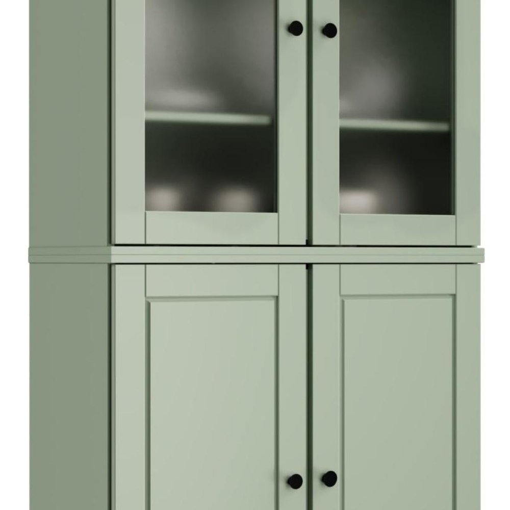 72" Sage Solid Wood Four Door Two Drawer Pantry Or Storage Closet HomeRoots