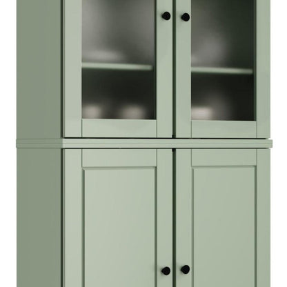 72" Sage Solid Wood Four Door Two Drawer Pantry Or Storage Closet HomeRoots