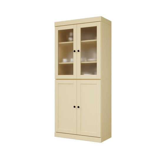 72" Yellow Solid Wood Four Door Pantry Or Storage Closet HomeRoots