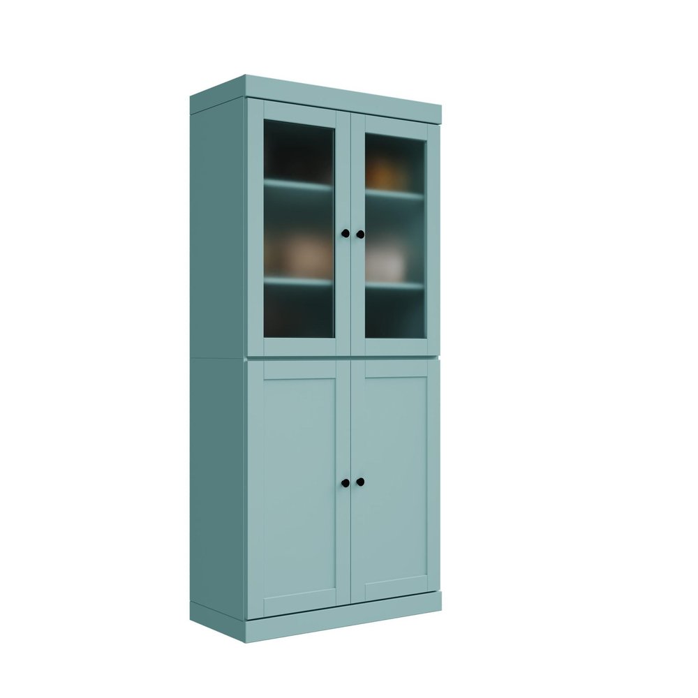 72" Aqua Solid Wood Four Door Pantry Or Storage Closet — view 6