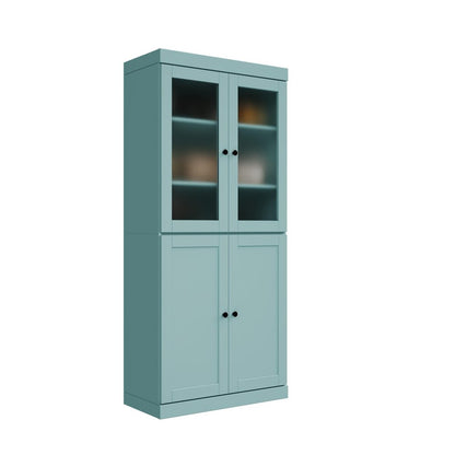 72" Aqua Solid Wood Four Door Pantry Or Storage Closet