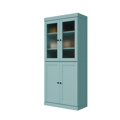 72" Aqua Solid Wood Four Door Pantry Or Storage Closet HomeRoots
