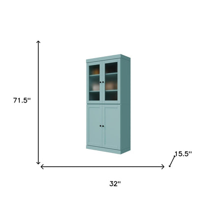 72" Aqua Solid Wood Four Door Pantry Or Storage Closet
