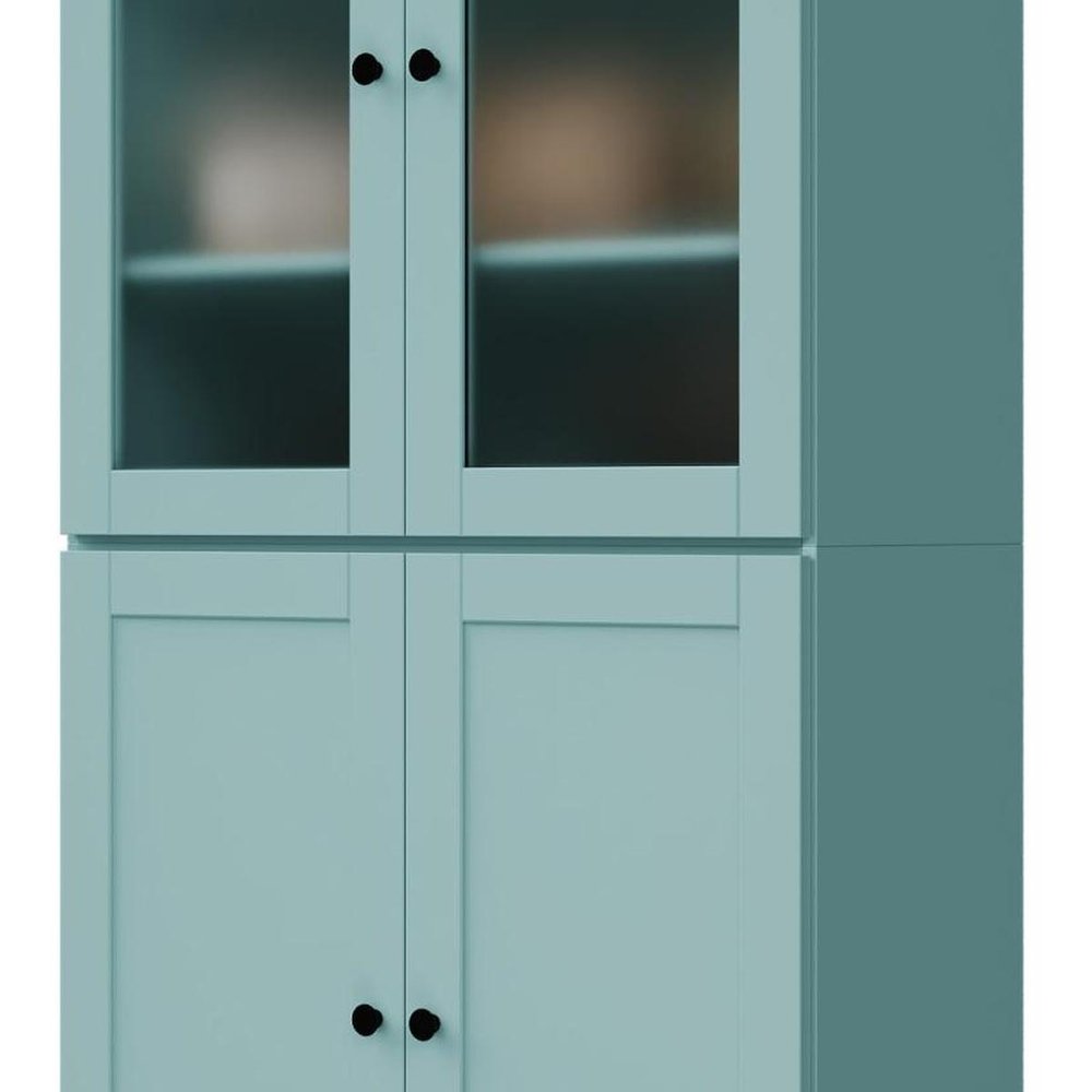72" Aqua Solid Wood Four Door Pantry Or Storage Closet — view 4