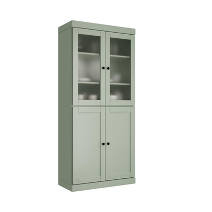 72" Sage Solid Wood Four Door Pantry Or Storage Closet HomeRoots