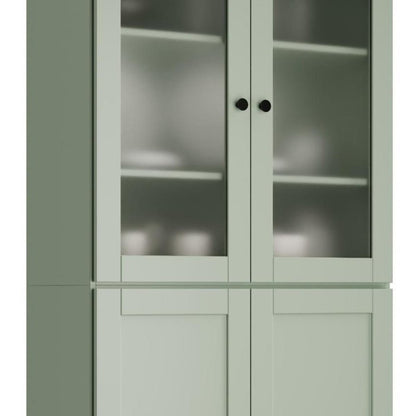 72" Sage Solid Wood Four Door Pantry Or Storage Closet HomeRoots