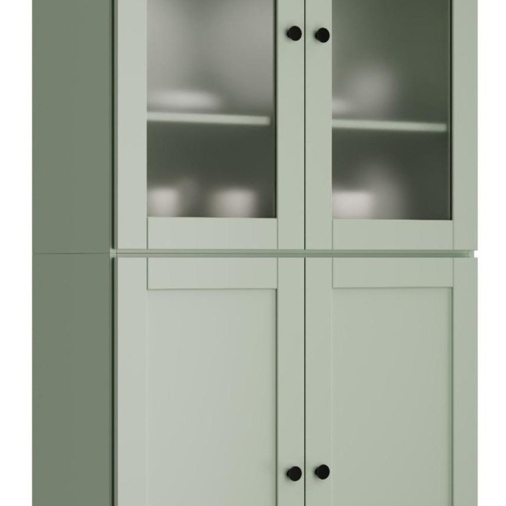 72" Sage Solid Wood Four Door Pantry Or Storage Closet HomeRoots