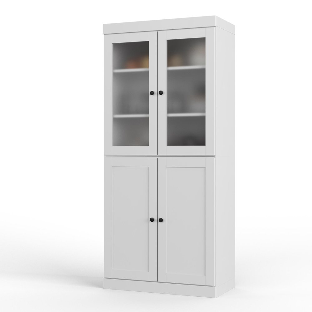 72" White Solid Wood Four Door Two Drawer Pantry Or Storage Closet — view 1