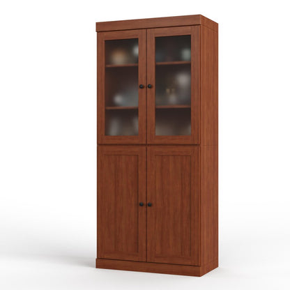 72" Coffee Solid Wood Four Door Two Drawer Pantry Or Storage Closet HomeRoots