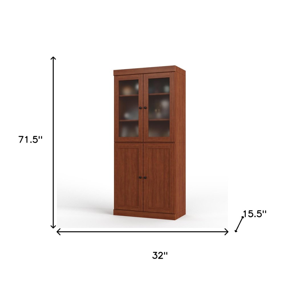 72" Coffee Solid Wood Four Door Two Drawer Pantry Or Storage Closet HomeRoots