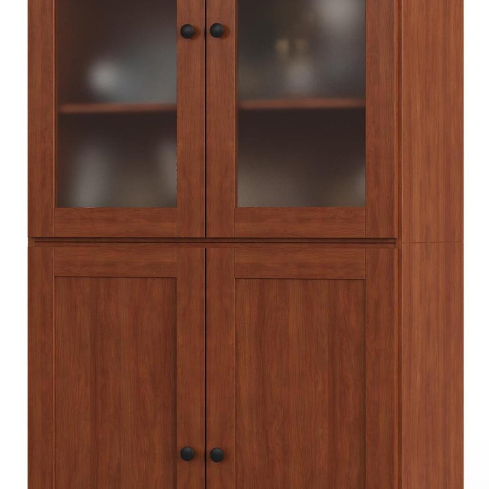72" Coffee Solid Wood Four Door Two Drawer Pantry Or Storage Closet HomeRoots