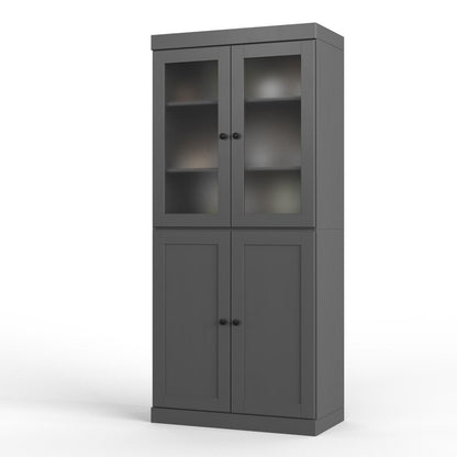72" Gray Solid Wood Four Door Two Drawer Pantry Or Storage Closet HomeRoots